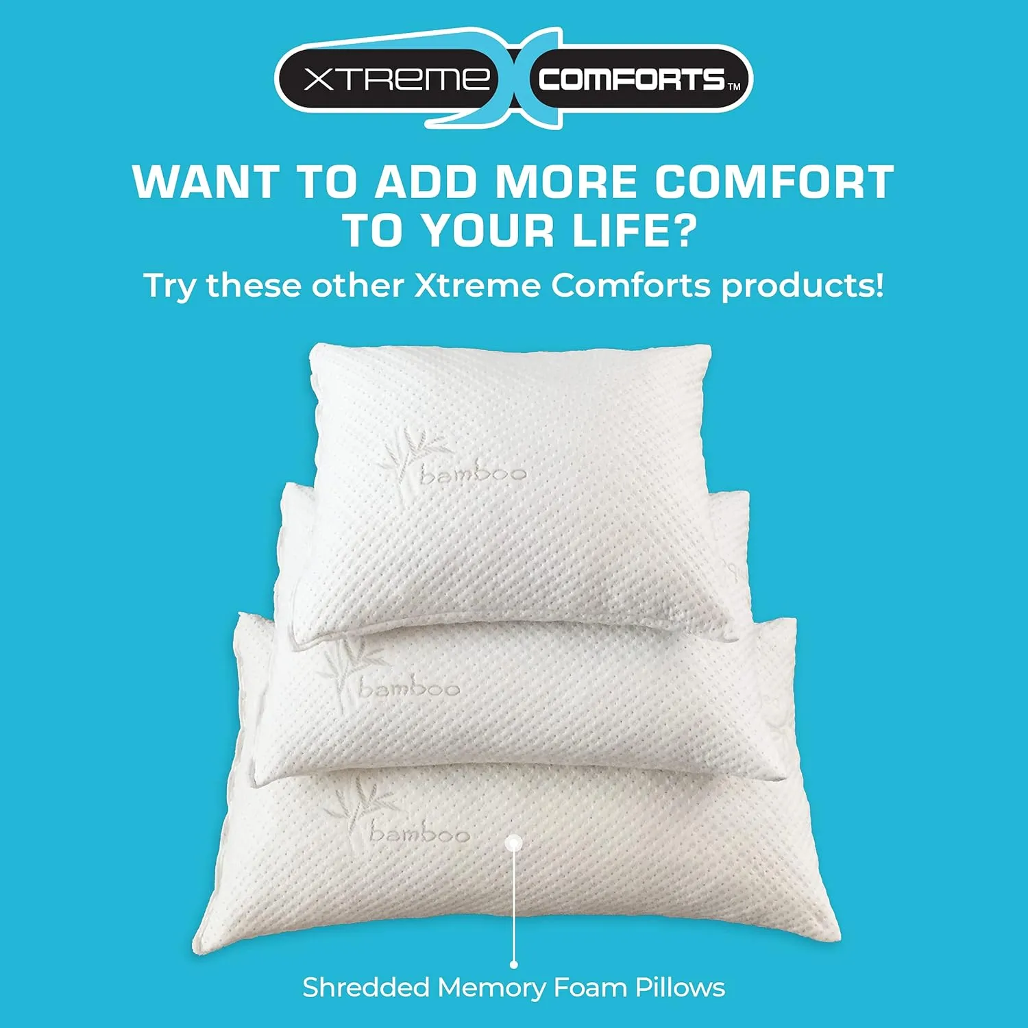 Xtreme Comforts Memory Foam Pillows Made in The USA - Standard Size, Slim Cooling Pillow for Sleeping on Side, Back & Stomach - Firm and Soft Bed Pillows