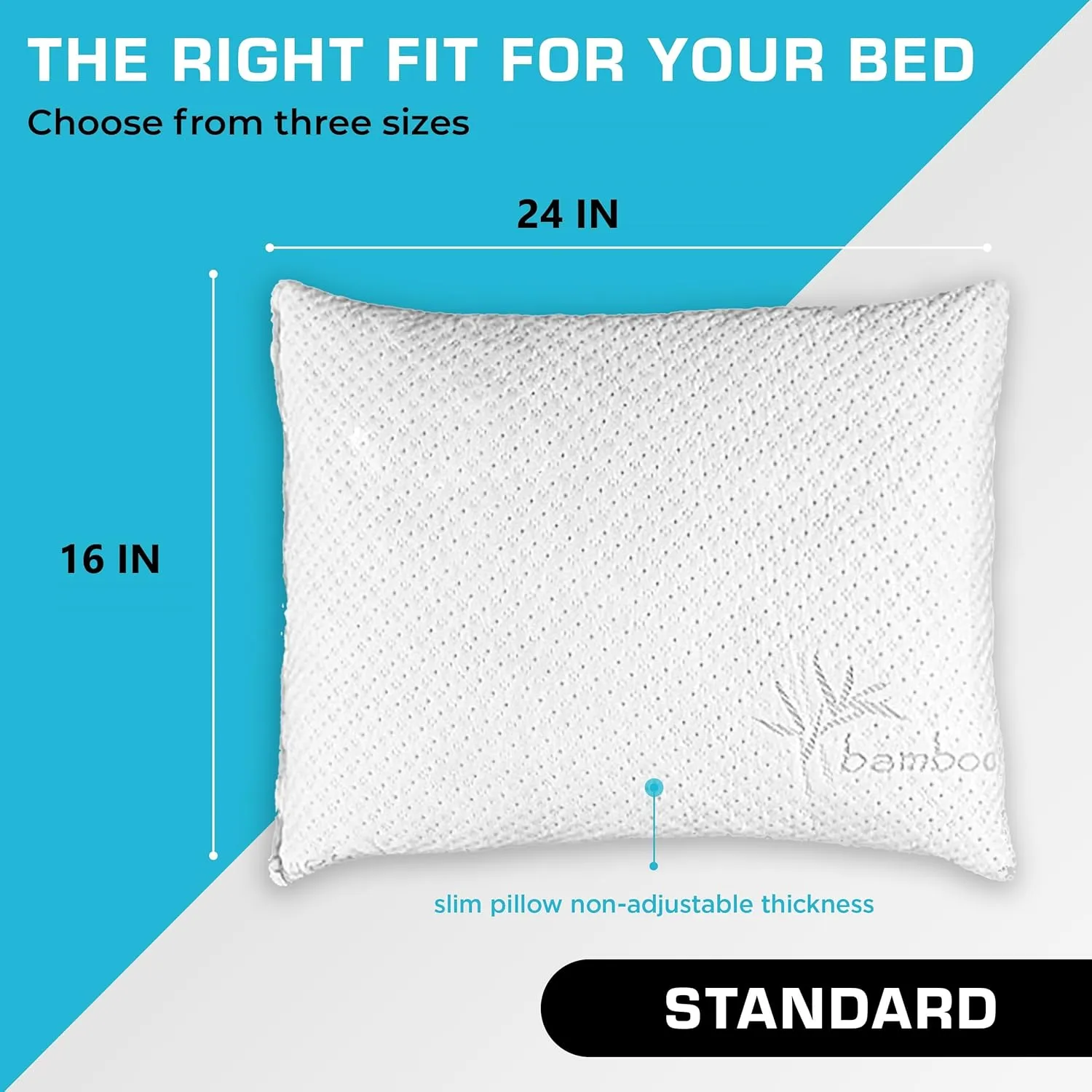 Xtreme Comforts Memory Foam Pillows Made in The USA - Standard Size, Slim Cooling Pillow for Sleeping on Side, Back & Stomach - Firm and Soft Bed Pillows