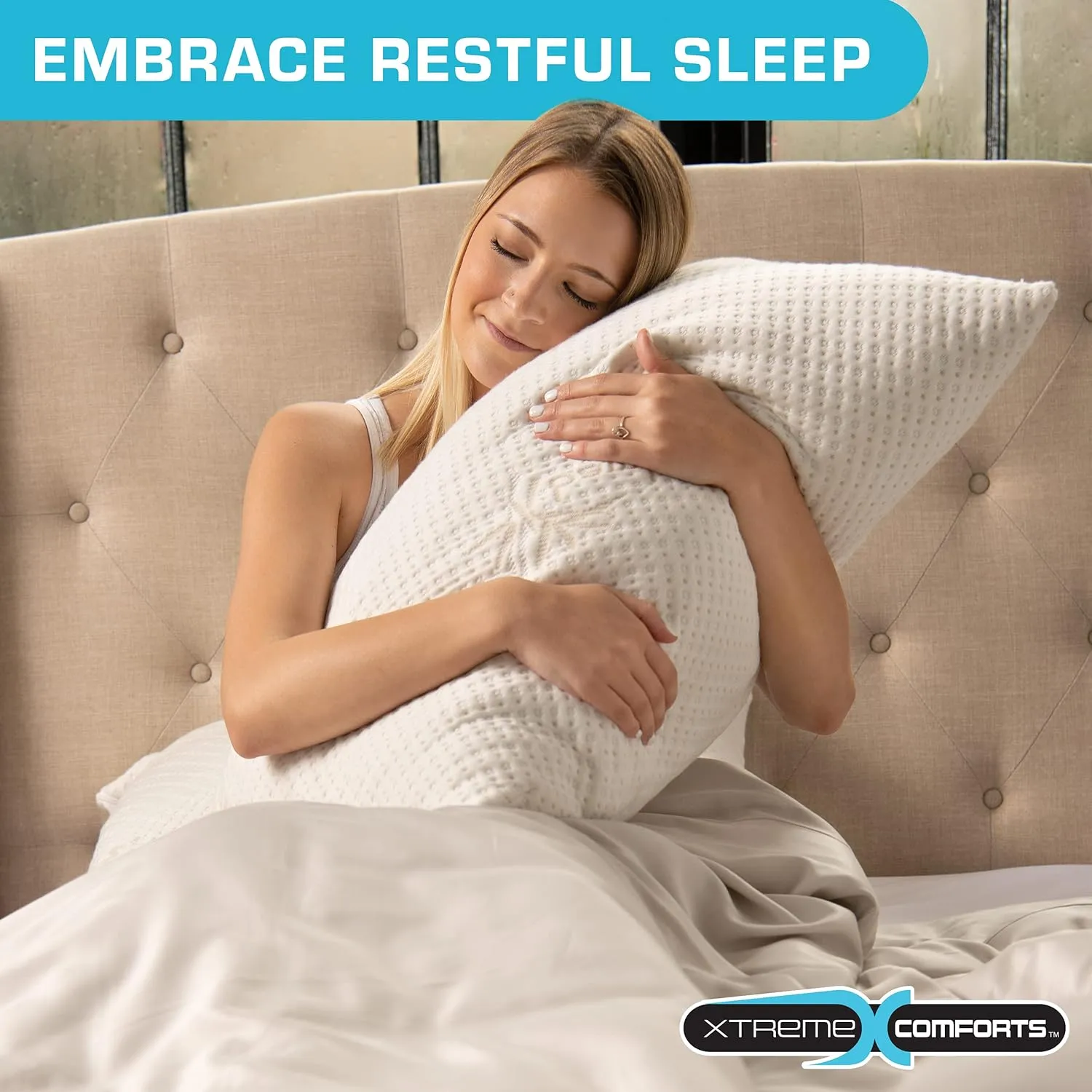 Xtreme Comforts Memory Foam Pillows Made in The USA - Standard Size, Slim Cooling Pillow for Sleeping on Side, Back & Stomach - Firm and Soft Bed Pillows