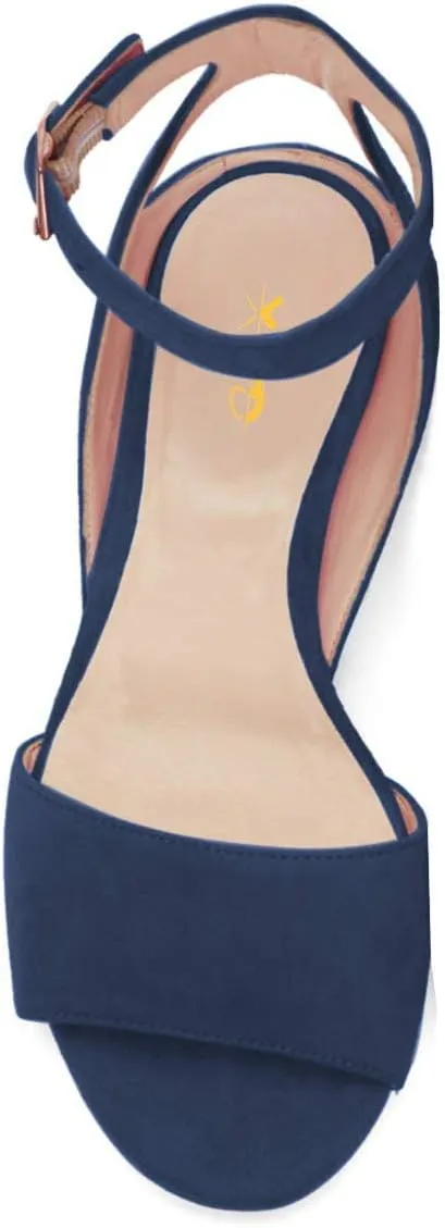 XYD Strappy Low Heel Sandal Pumps for Women Open Toe Ankle Strap Slingback Chunky Heeled Dressy Shoes