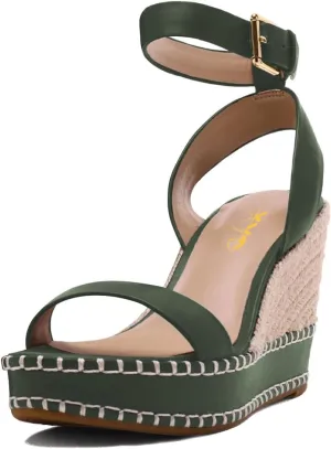 XYD Women Espadrilles Wedge Resort Sandals Open Toe Platform High Heel Ankle Strap Holiday Dress Shoes