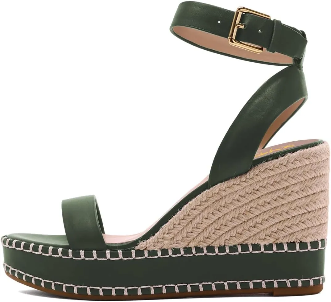 XYD Women Espadrilles Wedge Resort Sandals Open Toe Platform High Heel Ankle Strap Holiday Dress Shoes