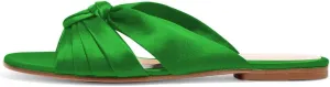 YDN Women Comfortable Cross Strap Satin Slide Sandals Low Heel Backless Slip On Summer Walking Flat Slippers