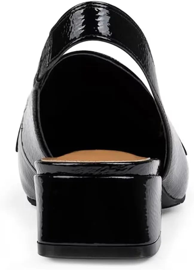 YDN Women's Chic Square Toe Chunky Heel Loafers Block Low Heels Chain Strap Elastic Slingback Pumps Formal Dressy Daily Shoes Size 4-16 US